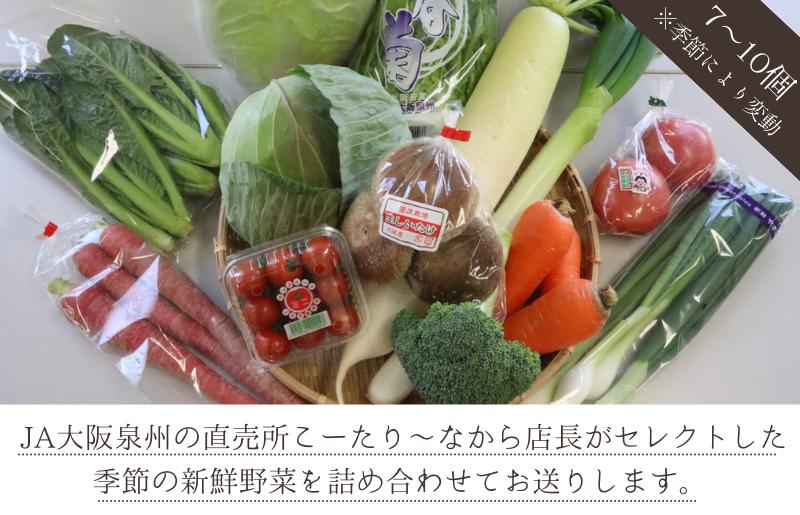 JA大阪泉州 直売所店長セレクト 新鮮野菜セット【7〜10個 詰め合わせ 泉佐野産 とれたて 新鮮野菜 やさい 高評価 数量限定】 005A178