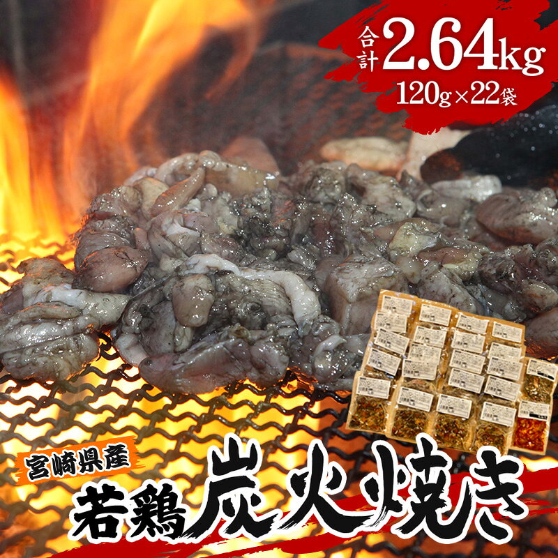 【ふるさと納税】「小料理ひゅう」宮崎県産若鶏炭火焼3種セット 2.64kg 鶏肉 肉 お肉 パック 小分け おつまみ つまみ おかず お弁当 グルメ ご当地 ご当地グルメ 特産品 簡単調理 レンジ 湯煎 BBQ キャンプ お惣菜 国産 人気 おすすめ 宮崎県 宮崎市 宮崎 送料無料
