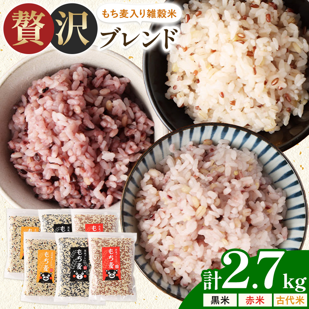 もち麦入り雑穀米 贅沢ブレンド 600g×3種類 各2袋 合同会社くまもとごはん《30日以内に出荷予定(土日祝除く)》熊本県菊池産 残留農薬不検出 真空パック 便利なチャック付 お米 もち麦 雑穀米 