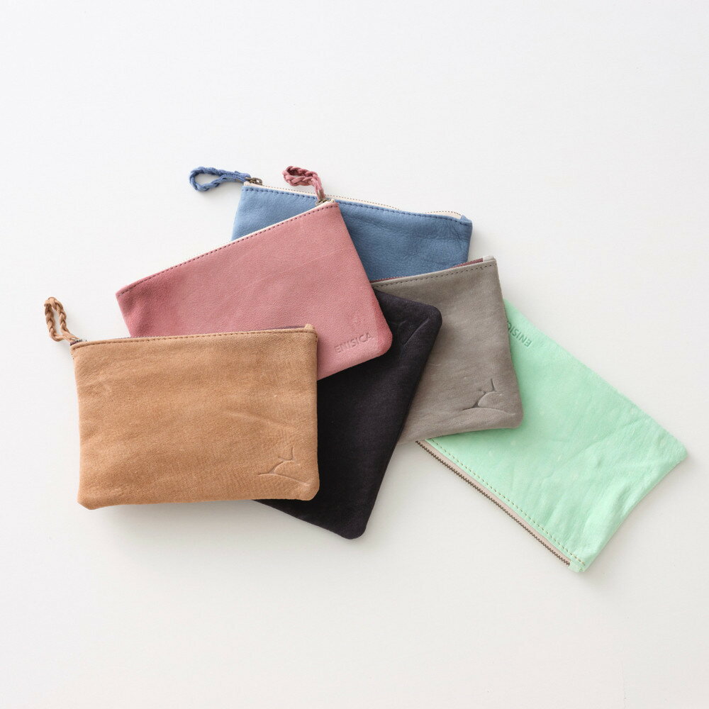 【ふるさと納税】ENISICA エニシカ ジビエ鹿革 トモシカポーチM ＜カラー選択可＞ | 鹿革製品 革のカシミヤ ジビエ 本革 レザー ポーチ フラットポーチ 小物入れ 神戸市 人気 おすすめ 送料無料