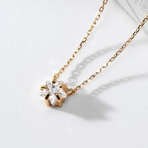 【K10イエローゴールドネックレス】天然石 ホワイト水晶 スタークォーツネックレス 長さ40cm KN01004Q-W / 金 ゴールド ジュエリー アクセサリー ギフト プレゼント レディース シンプル 定番 ネックレス