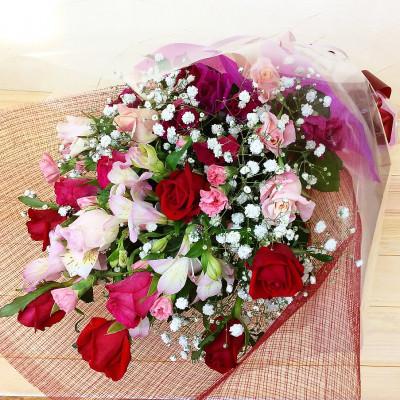 ふるさと納税 須賀川市 産地直送の薔薇【バラの花束　ワンサイド　大】ギフト・贈り物に　ばらの生花 |  | 01