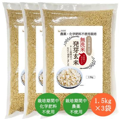 ふるさと納税 九重町 発芽玄米(大分県産ミルキークイーン) 無洗米1.5kg×3袋(4.5kg) | 