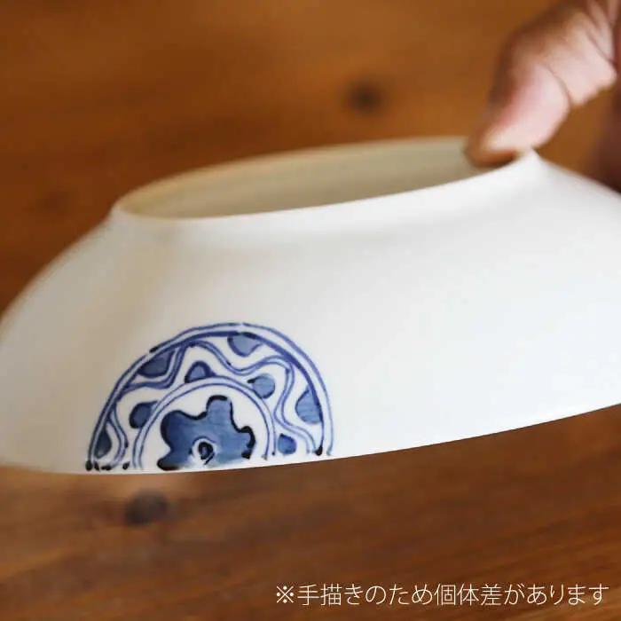 染錦花兎文楕円鉢1点 NAT008  やきもの 食器