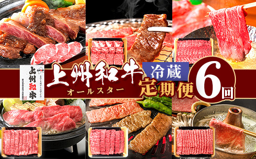 上州和牛オールスター 6ヶ月 定期便 冷蔵 産地直送 チルド配送 ステーキ 焼肉 しゃぶしゃぶ すき焼き BBQ サーロイン 肩ロース モモ 贅沢 豪華 群馬県 ブラ… ｜牛肉 和牛 国産肉 すき焼き 焼肉 ステーキ 定期便 群馬県 玉村町
