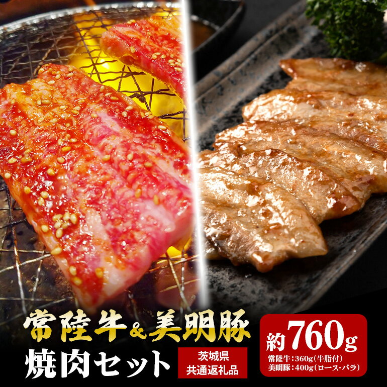 【ふるさと納税】常陸牛 360g 美明豚 400g 焼肉 セット （茨城県共通返礼品）