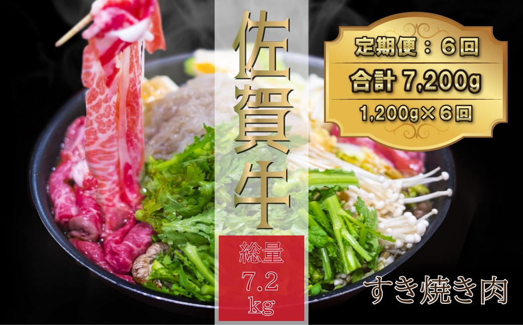 
            【定期便】佐賀牛すき焼き 合計7.2kg（1200g×6回）
          