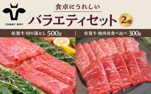 【牧場直送】佐賀牛 食卓にうれしいバラエティ セット（切り落とし 500g＆焼肉用食べ比べ 300g）【佐賀セントラル牧場】佐賀県産 牛肉 お肉 肉 切り落とし 焼肉 食べ比べ 詰め合わせ 九州 佐賀県 白石町 [IAH204]
