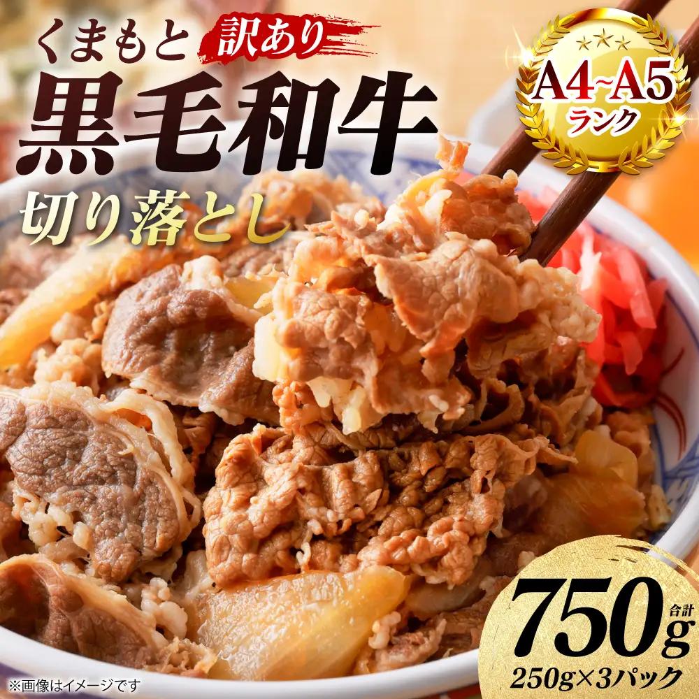 牛肉 【訳あり】 くまもと黒毛和牛 切り落とし 750g （250g×3パック） A4～A5ランク 牛肉