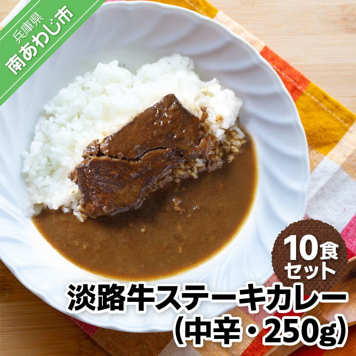 【ふるさと納税】淡路牛ステーキカレー(中辛)　250g×10食セット