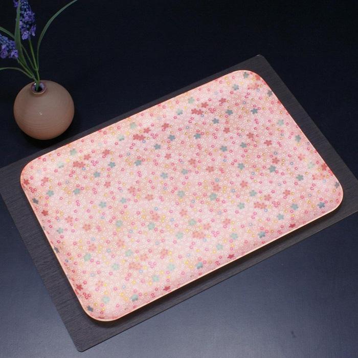タツクラフト 友禅和紙トレー M 33cm 2枚セット 小花 吹雪 【Tk306】　DA90133VC04_イメージ2