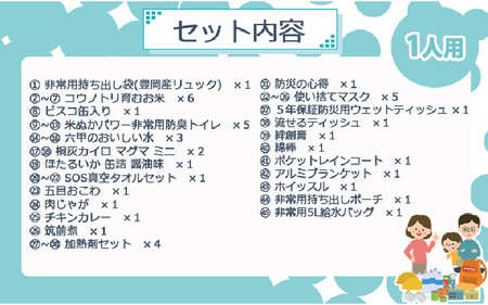 1人用  45点防災グッズ 豊岡産 イエロー