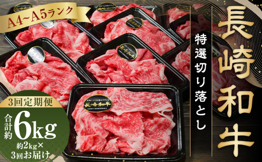 【全3回定期便】【A4～A5ランク】長崎和牛 特選 切り落とし 約2kg (200g×10パック) 牛肉 肉 牛 和牛 国産牛 国産 長崎和牛