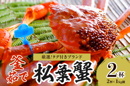 【厳選！！タグ付きブランド】茹で松葉かに 鮮度抜群、釜茹でにてお届け！！ 1kg級×2杯