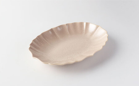 【美濃焼】ロータス オーバルプレート 23cm ２色ペアセット ホワイトパール×ピンクパール【一洋陶園】うつわ プレート ペア[MFQ030]