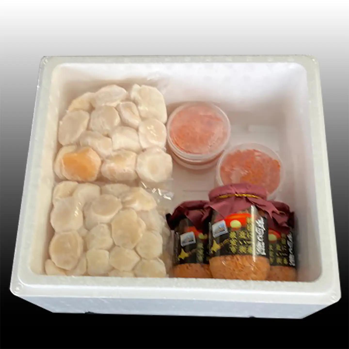 ほたて貝柱500g×4P、いくら醤油漬け100g×4P、鮭フレーク150g×3瓶 E-30004