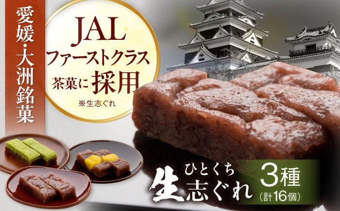
            【お中元対象】明治八年創業から今に伝わる伝統の和菓子！愛媛・大洲銘菓 ひとくち生志ぐれ 3種16個入り 和菓子 おやつ 茶菓子 お茶請け ギフト 愛媛県大洲市/有限会社冨永松栄堂 [AGCB001]
          