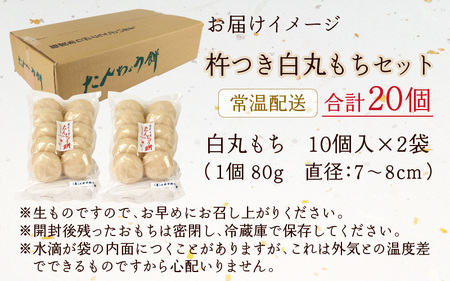 【先行予約】【年内配送】「杵つき白丸もちセット20個」(80g × 20個) 大野産たんちょうもち米使用【12月24日までの入金確認分は年内お届け】