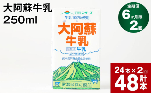 
【6ヶ月毎 2回定期便】大阿蘇牛乳 250ml 計48本(24本×2回) 計12L
