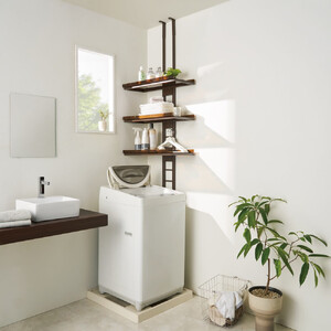 1本脚ですっきり置けるモダンランドリーラック 棚3段 幅60cm奥行31cm【ホワイト】_1904001013_03