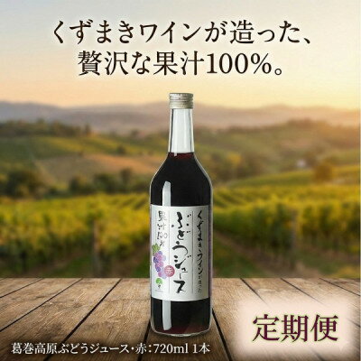 【ふるさと納税】【毎月定期便】くずまき高原ぶどうジュース・赤 720ml×1本全11回【4078935】