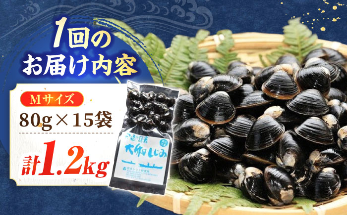 【全6回定期便】生産量日本一！宍道湖産 ヤマトシジミMサイズ（真空冷凍） 80g×15袋 島根県松江市/有限会社日本シジミ研究所 [ALBS004]