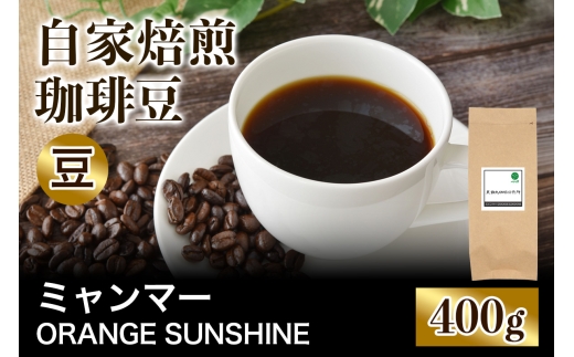 ★注文後に焙煎★自家焙煎珈琲豆 ミャンマー ORANGE SUNSHINE G1 アナエロビック ピンダヤ村 中浅煎り 400g【豆のまま】｜珈琲 コーヒー 焙煎 [0442]