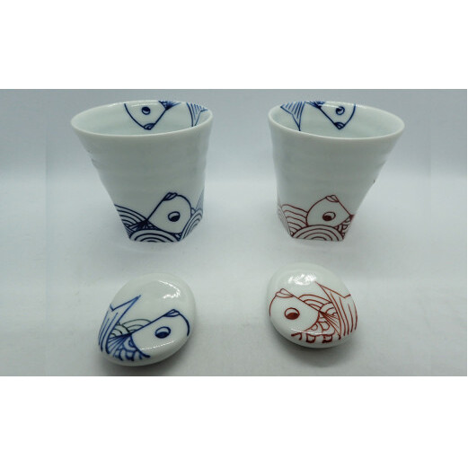 鯛ぐい吞みセットand箸置きセット やきもの工房こすず A24-133