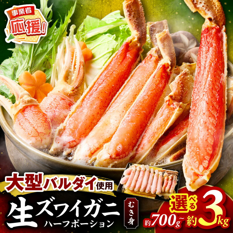 【ふるさと納税】数量限定 選べる 内容量 ・配送月！生ズワイガニむき身 ハーフポーション 大型バルダイ使用 約700g 約1kg 約2kg 約3kg 【ふるさと納税3.0】