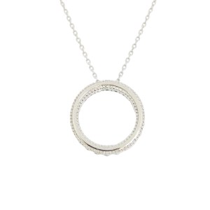 プラチナ製 ハート＆キューピッドダイヤ 0.3ct サークル リバーシブル ネックレス 【1468749】