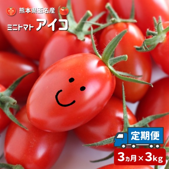 【ふるさと納税】定期便 ミニトマト トマト アイコ 3キロ 3kg 定期便3回 熊本 玉名 かめまる農園 送料無料