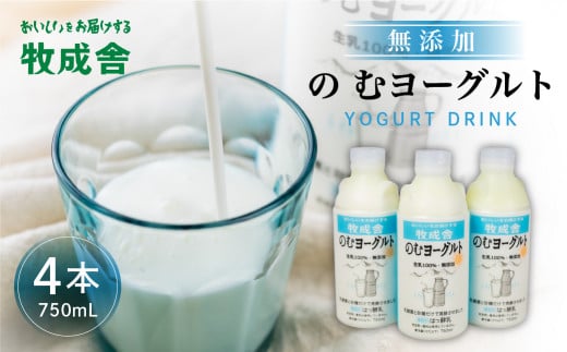 牧成舎 ミルクと砂糖、乳酸菌だけの飲むヨーグルト4本 のむヨーグルト 乳製品 低温殺菌 無添加 牧成舎 牛乳 乳飲料 飛騨市