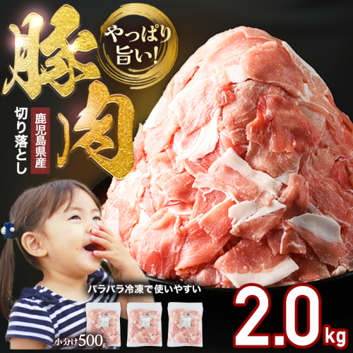 小分け＆パラパラで使い勝手抜群！安心の鹿児島県産 豚肉 切り落とし (計2kg・500g×4P) 訳あり 小間切れ 小分け 冷凍 ふるさと納税 豚肉 切り落とし 【スターゼン】starzen-1638