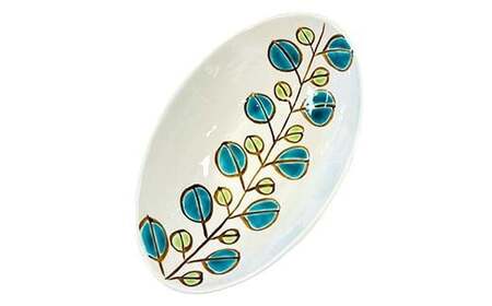 九谷焼 楕円ペア鉢 若葉 2個セット 伝統 工芸品 装飾品 盛り鉢 テーブルウェア 食器 プレゼント ギフト 贈り物 石川県 加賀市 F6P-2863