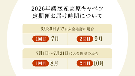 【7月中旬以降発送開始】 【 定期便 】 嬬恋キャベツ 嬬恋産 高原キャベツ 3玉1ケース 隔月2回 定期便 [AS012tu]