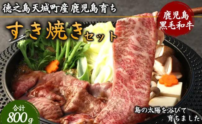 徳之島 天城町産 鹿児島育ち 鹿児島黒毛和牛 すき焼きセット 800g ロース バラ