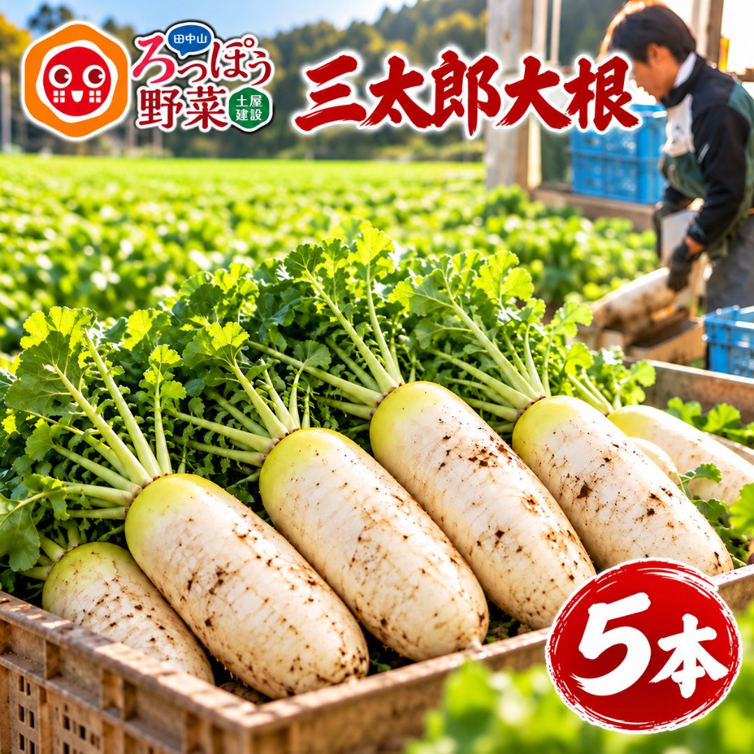 【ふるさと納税】【先行予約】大根 5本セット 三太郎大根 ろっぽう野菜 静岡県 伊豆の国市 田中山 おでん大根 だいこん ダイコン 根菜 野菜 国産 旬 産地直送 農家直送 煮物 おでん ふろふき大根 大根おろし サラダ 漬物 味噌汁 豚汁 鍋料理 家庭用