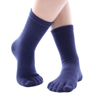 ふるさと納税 海陽町 【子供サイズ19〜21cm/クルー丈/ネイビー】五本指消臭ソックス5足セット