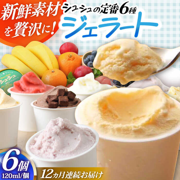 【ふるさと納税】【12回定期便】シュシュ 定番ジェラート6個セット / アイス アイスクリーム ジェラート スイーツ / 大村市 / おおむら夢ファームシュシュ[ACAA408]