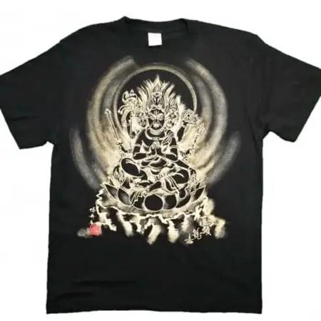手描きTシャツ 仏画 馬頭観音 黒 (半袖 XLサイズ)【1615712】
