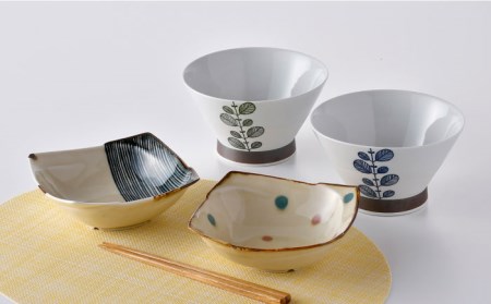 NB 106【波佐見焼】大人気 どんぶり ボウル 含む オリジナルセットアップ商品 食器 皿 【大貴セラミックス/新生和】 [NB106] 波佐見焼