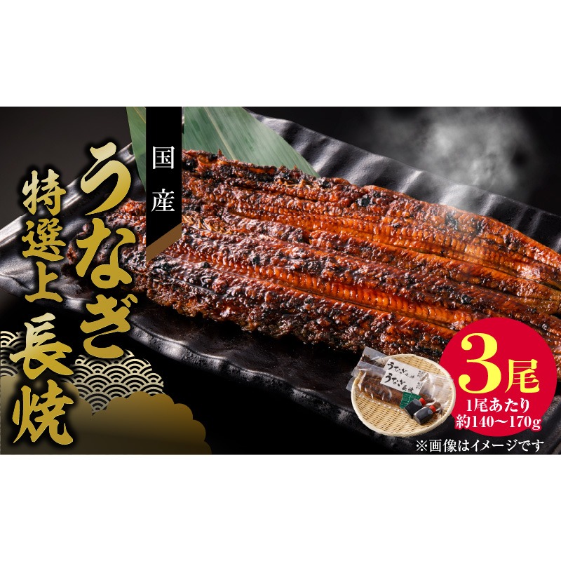 【通常配送】老舗のうなぎ　【特選上長焼】３尾セット（秘伝のタレ・山椒付）［081N05］