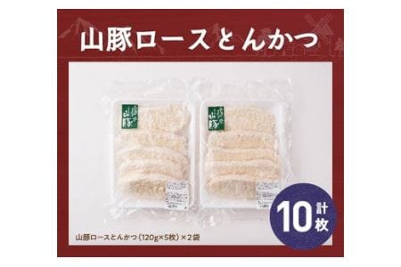 豚肉 パン粉付きで揚げるだけ！きじょん山豚ロースとんかつ10枚（1個120ｇ）