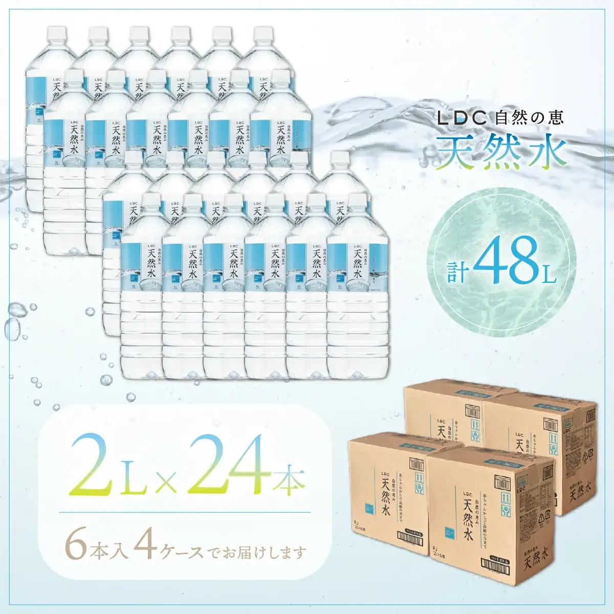 水 ミネラルウォーター 自然の恵み天然水　2L×24本（6本入り4ケース）　計48L 【3営業日以内発送スピード配送】 ※沖縄・離島配送不可　YX004 