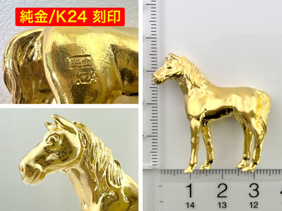 【置物】純金(Ｋ２４)製 ゴールデンホース『勝ち馬』 ALPBK002 |純金 24金 K24 勝ち馬 ゴールデンホース 縁起物 |