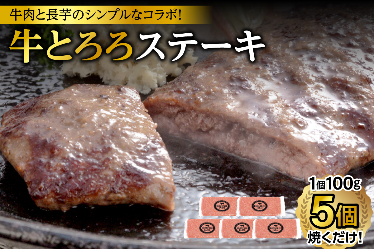 牛肉 × 長いも  ! 牛 とろろ ステーキ 100g × 5 セット 【 牛肉 肉 十勝産 長芋 素材そのものの美味しさ 十勝スロウフード お取り寄せ 北海道 清水町  】