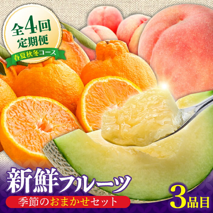 【ふるさと納税】【4回定期便】フルーツ定期便 旬の果物をお任せで3品目お届け（3品目×4回） / 定期便 フルーツ 季節の果物 春フルーツ 夏フルーツ 秋フルーツ 冬フルーツ / 南島原市 / 吉岡青果 [SCZ020]