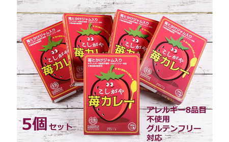 No.102 こしがや苺カレー　5個セット ／ レトルト ご当地カレー オリジナルカレー フルーツ入り アレルギー8品目不使用 グルテンフリー 越谷産苺 米粉使用 埼玉県 特産品