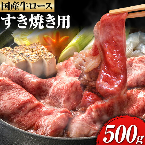 国産牛 ロース すき焼き用 約500g 株式会社 繁田総本店《90日以内に出荷予定(土日祝除く)》大阪府 羽曳野市 送料無料 牛肉 牛 ロース 牛ロース すき焼き 国産 黒毛和牛---habikino_ssh_3_1---