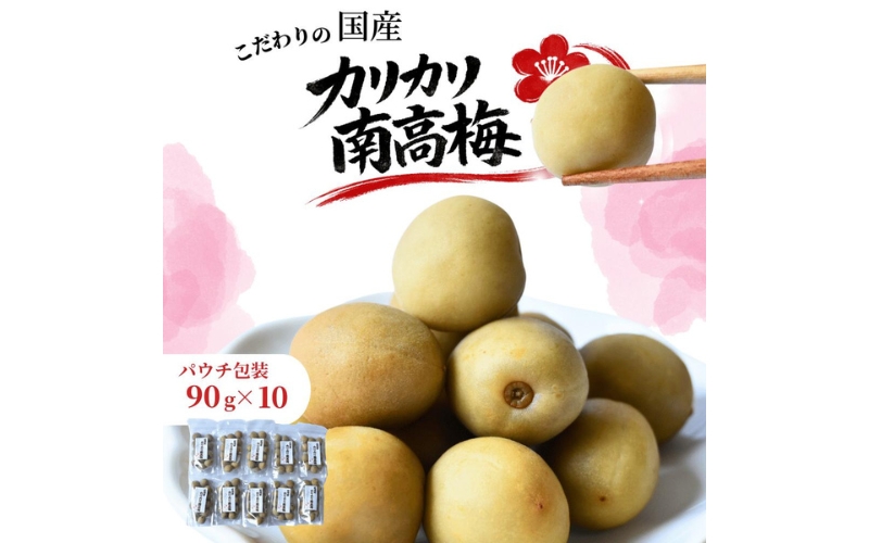 紀州産かりかり南高梅　90g×10個　【hjumys015A】